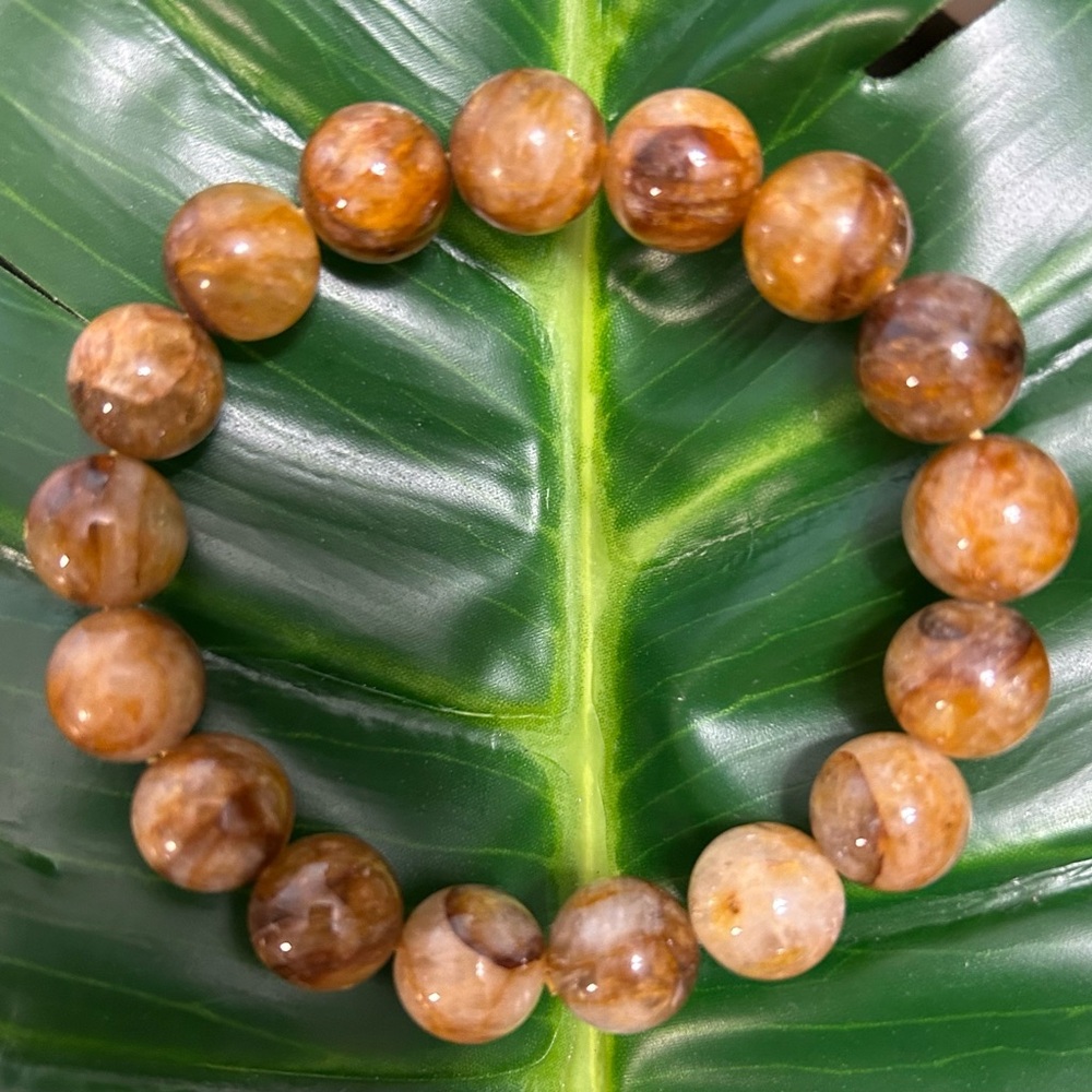 GORGEOUS dark chunky 12mm golden healer high quality handmade beaded bracelet